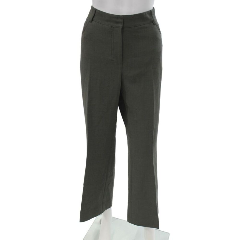 Akris Women Dress Pants Green 99% Wool Button Classic Fall Size 12